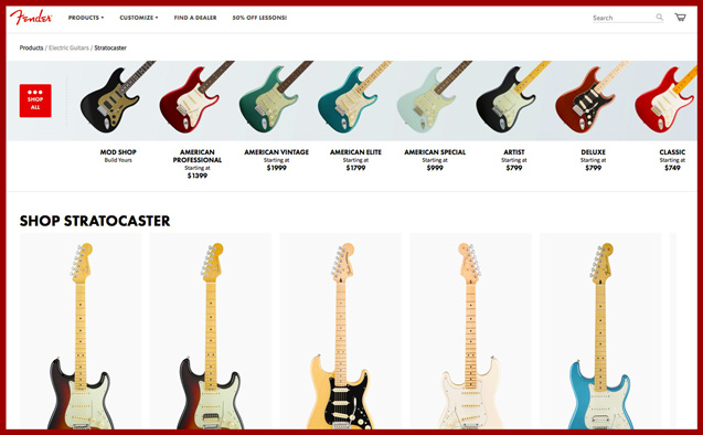 Want a Fender Stratocaster? There are lots to choose from.